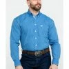 Rough Stock By Panhandle Men's Asti Poplin Print Long Sleeve Western Shirt  Blue -Panhandle shop 2000284034 400 P1