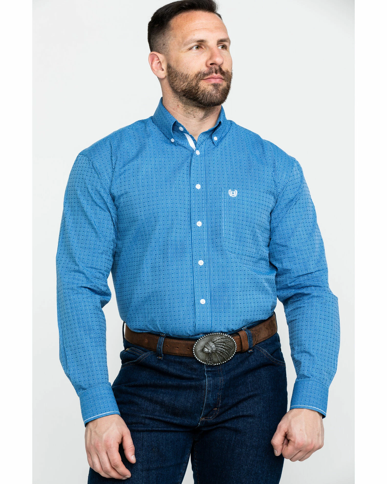 Rough Stock By Panhandle Men's Asti Poplin Print Long Sleeve Western Shirt Blue 3 Rough Stock By Panhandle Men's Asti Poplin Print Long Sleeve Western Shirt Blue