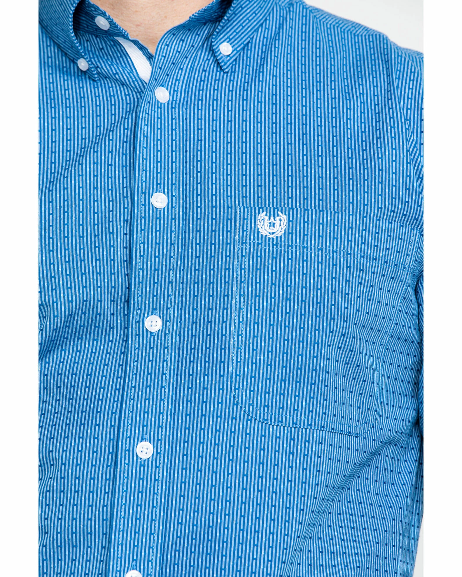 Rough Stock By Panhandle Men's Asti Poplin Print Long Sleeve Western Shirt Blue 6 Rough Stock By Panhandle Men's Asti Poplin Print Long Sleeve Western Shirt Blue - Image 4