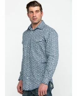 Rough Stock By Panhandle Men's Langunita Vintage Print Long Sleeve Western Shirt  Grey -Panhandle shop 2000284035 020 P3
