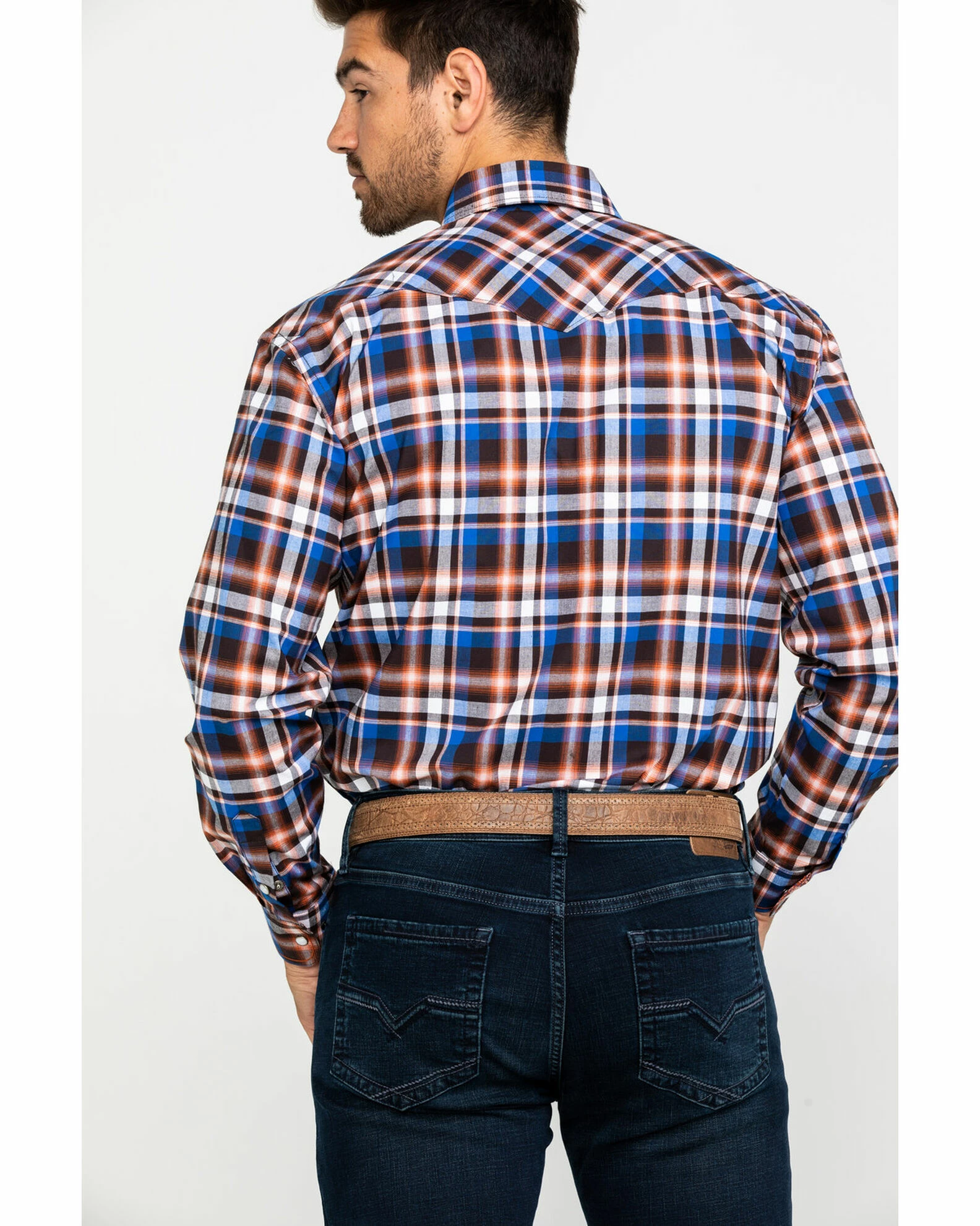 Rough Stock By Panhandle Men's Walpole Stretch Plaid Long Sleeve Western Shirt Rust Copper 4 Rough Stock By Panhandle Men's Walpole Stretch Plaid Long Sleeve Western Shirt Rust Copper - Image 2