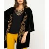 White Label By Panhandle Women's Gold Embroidered Velvet Kimono Black -Panhandle shop 2000290050 001 P1
