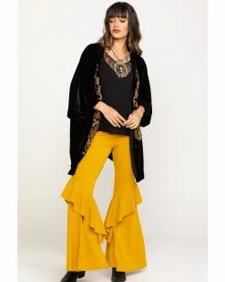 White Label By Panhandle Women's Gold Embroidered Velvet Kimono Black 13 White Label By Panhandle Women's Gold Embroidered Velvet Kimono Black -Panhandle shop 2000290050 001 P6