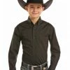 Panhandle Select Boys' Black Solid Stretch Poplin Print Long Sleeve Western Shirt 2 Panhandle Select Boys' Black Solid Stretch Poplin Print Long Sleeve Western Shirt -Panhandle shop 2000290328 001 P1