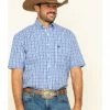 Rough Stock By Panhandle Men's Devlin Dobby Plaid Short Sleeve Western Shirt  Blue -Panhandle shop 2000313131 400 P1