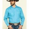 Rough Stock By Panhandle Men's Rummey Floral Print Long Sleeve Western Shirt  Blue -Panhandle shop 2000313151 400 P1