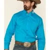 Panhandle Select Men's Solid Embroidered Stretch Poplin Long Sleeve Western Shirt  Blue -Panhandle shop 2000313165 400 P1