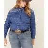 Rough Stock By Panhandle Women's Carrigan Classic Plaid Long Sleeve Western Shirt - Plus Blue -Panhandle shop 2000318432 400 P1