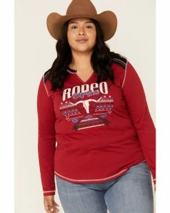 White Label By Panhandle Women's Red Rodeo City Tour Fringe Tee - Plus