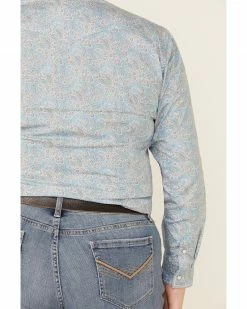 Rough Stock By Panhandle Women's Vintage Print Snap Long Sleeve Western Shirt - Plus Blue -Panhandle shop 2000323352 400 P5