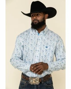 Rough Stock By Panhandle Men's Atalaya Vintage Paisley Print Long Sleeve Western Shirt White -Panhandle shop 2000324127 100 P1 1