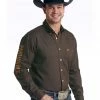 Rough Stock By Panhandle Men's Brown Micro Honeycomb Solid Long Sleeve Western Shirt  -Panhandle shop 2000324129 200 P1