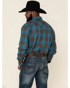 Rough Stock By Panhandle Men's Menlo Ombre Plaid Long Sleeve Western Shirt Blue 11 Rough Stock By Panhandle Men's Menlo Ombre Plaid Long Sleeve Western Shirt Blue -Panhandle shop 2000324133 400 P4