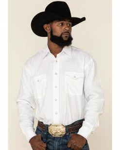 Rough Stock By Panhandle Men's Curnelian Tonal Plaid Long Sleeve Western Shirt White