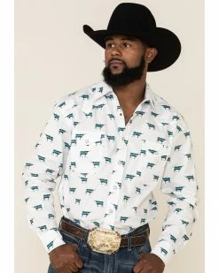 Rough Stock By Panhandle Men's El Toro Bull Geo Print Long Sleeve Western Shirt  White -Panhandle shop 2000324138 100 P1 1