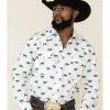 Rough Stock By Panhandle Men's El Toro Bull Geo Print Long Sleeve Western Shirt  White -Panhandle shop 2000324138 100 P1