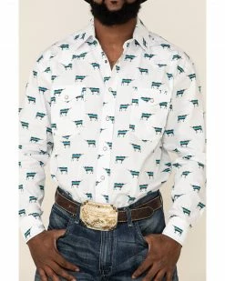 Rough Stock By Panhandle Men's El Toro Bull Geo Print Long Sleeve Western Shirt  White -Panhandle shop 2000324138 100 P3