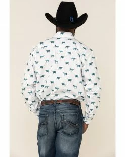 Rough Stock By Panhandle Men's El Toro Bull Geo Print Long Sleeve Western Shirt  White -Panhandle shop 2000324138 100 P4