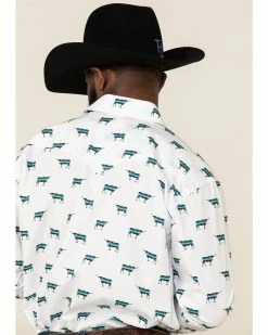 Rough Stock By Panhandle Men's El Toro Bull Geo Print Long Sleeve Western Shirt  White -Panhandle shop 2000324138 100 P5