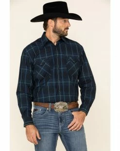 Rough Stock By Panhandle Men's Larkspur Ombre Plaid Long Sleeve Western Shirt  Black -Panhandle shop 2000324140 001 P1 1
