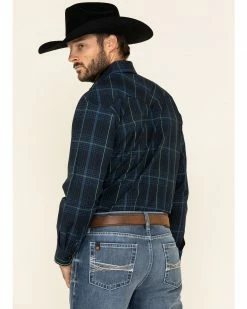 Rough Stock By Panhandle Men's Larkspur Ombre Plaid Long Sleeve Western Shirt  Black -Panhandle shop 2000324140 001 P5