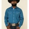 Rough Stock By Panhandle Men's Los Nietos Geo Print Long Sleeve Western Shirt  Blue -Panhandle shop 2000324141 400 P1