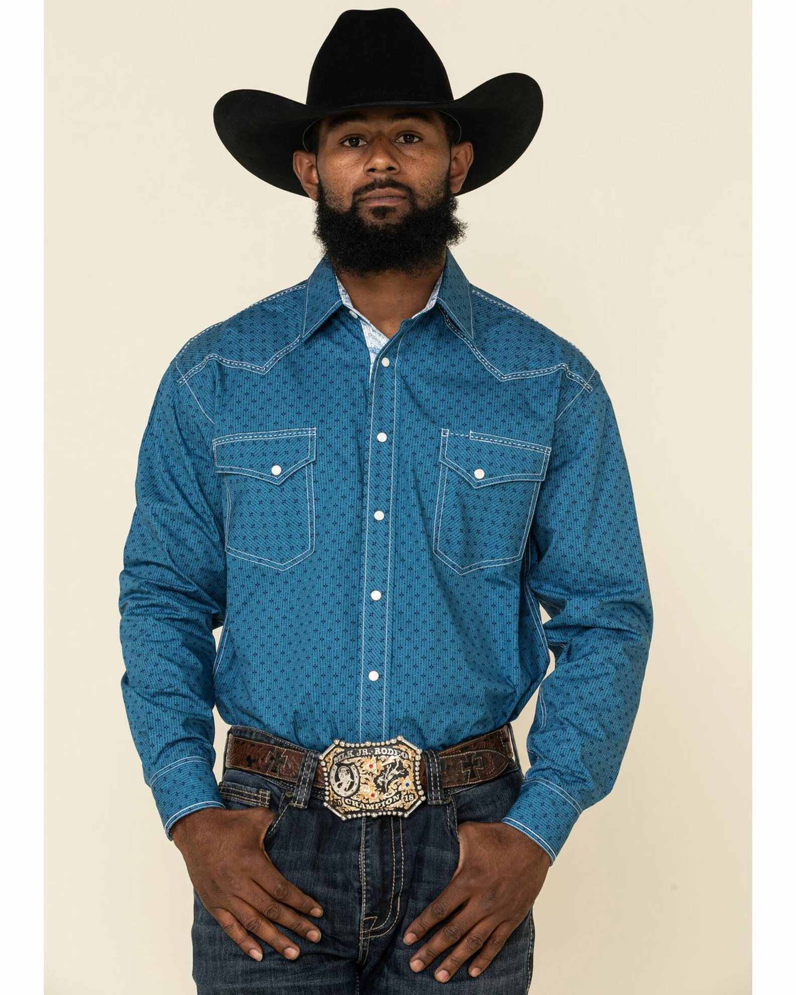 Rough Stock By Panhandle Men's Los Nietos Geo Print Long Sleeve Western Shirt Blue 3 Rough Stock By Panhandle Men's Los Nietos Geo Print Long Sleeve Western Shirt Blue