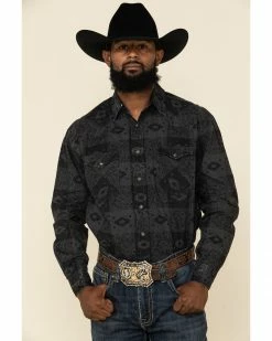 Rough Stock By Panhandle Men's Pierrepoint Southwest Print Long Sleeve Western Shirt  Black -Panhandle shop 2000324142 001 P1 1