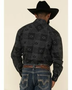 Rough Stock By Panhandle Men's Pierrepoint Southwest Print Long Sleeve Western Shirt  Black -Panhandle shop 2000324142 001 P3