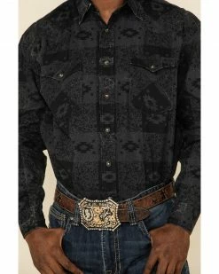 Rough Stock By Panhandle Men's Pierrepoint Southwest Print Long Sleeve Western Shirt  Black -Panhandle shop 2000324142 001 P4