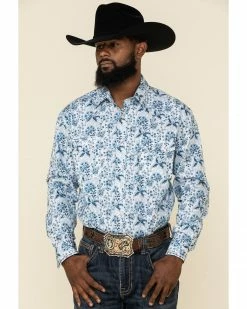 Rough Stock By Panhandle Men's Defiance Stretch Floral Print Long Sleeve Western Shirt  White -Panhandle shop 2000324145 100 P1 1