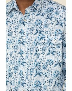 Rough Stock By Panhandle Men's Defiance Stretch Floral Print Long Sleeve Western Shirt  White -Panhandle shop 2000324145 100 P3