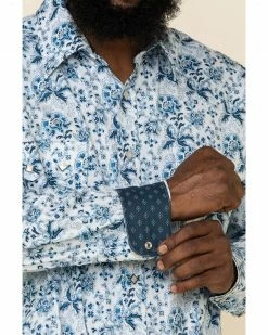 Rough Stock By Panhandle Men's Defiance Stretch Floral Print Long Sleeve Western Shirt  White -Panhandle shop 2000324145 100 P4