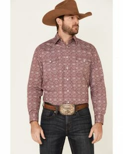 Rough Stock By Panhandle Men's Wine Medallion Print Long Sleeve Western Shirt  -Panhandle shop 2000334153 646 P1 1