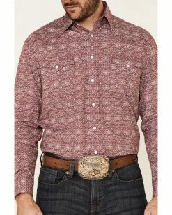 Rough Stock By Panhandle Men's Wine Medallion Print Long Sleeve Western Shirt  -Panhandle shop 2000334153 646 P3
