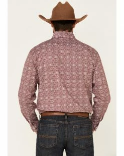 Rough Stock By Panhandle Men's Wine Medallion Print Long Sleeve Western Shirt  -Panhandle shop 2000334153 646 P4