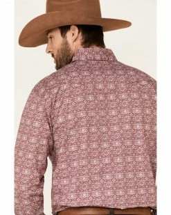 Rough Stock By Panhandle Men's Wine Medallion Print Long Sleeve Western Shirt  -Panhandle shop 2000334153 646 P5