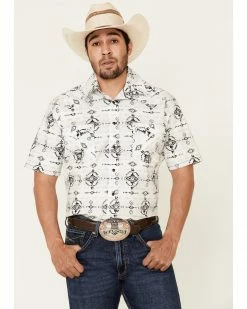 Rough Stock By Panhandle Men's Light Grey Southwestern Print Short Sleeve Western Shirt  -Panhandle shop 2000334154 025 P1 1