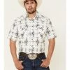Rough Stock By Panhandle Men's Light Grey Southwestern Print Short Sleeve Western Shirt  -Panhandle shop 2000334154 025 P1