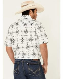 Rough Stock By Panhandle Men's Light Grey Southwestern Print Short Sleeve Western Shirt  -Panhandle shop 2000334154 025 P4