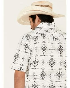 Rough Stock By Panhandle Men's Light Grey Southwestern Print Short Sleeve Western Shirt  -Panhandle shop 2000334154 025 P5