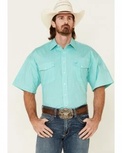Panhandle Select Men's Emerald Geo Print Short Sleeve Snap Western Shirt  Green -Panhandle shop 2000334165 300 P1 1
