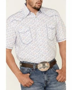Rough Stock By Panhandle Royal Americana Print Short Sleeve Western Shirt  For Men's Royal Blue -Panhandle shop 2000334167 460 P3