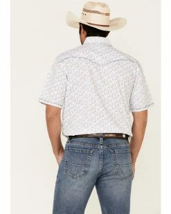 Rough Stock By Panhandle Royal Americana Print Short Sleeve Western Shirt  For Men's Royal Blue -Panhandle shop 2000334167 460 P4