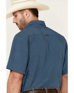 Panhandle Men's Geo Print Performance Short Sleeve Western Shirt  Blue -Panhandle shop 2000334174 400 P5