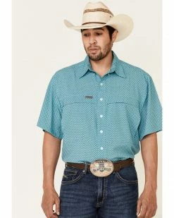 Panhandle Men's Jade Geo Print Competition Short Sleeve Western Shirt   Green -Panhandle shop 2000334175 300 P1 1