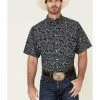 Panhandle Men's Performance Stretch Paisley Print Short Sleeve Western Shirt  Blue -Panhandle shop 2000334267 400 P1