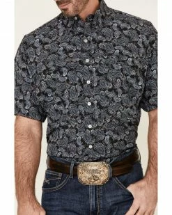Panhandle Men's Performance Stretch Paisley Print Short Sleeve Western Shirt  Blue -Panhandle shop 2000334267 400 P3