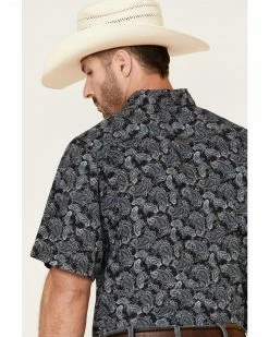 Panhandle Men's Performance Stretch Paisley Print Short Sleeve Western Shirt  Blue -Panhandle shop 2000334267 400 P5