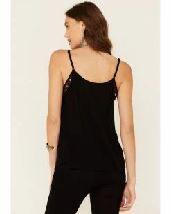 Panhandle Women's Black Lace Trim Crinkle Inset Cami  -Panhandle shop 2000339278 001 P4